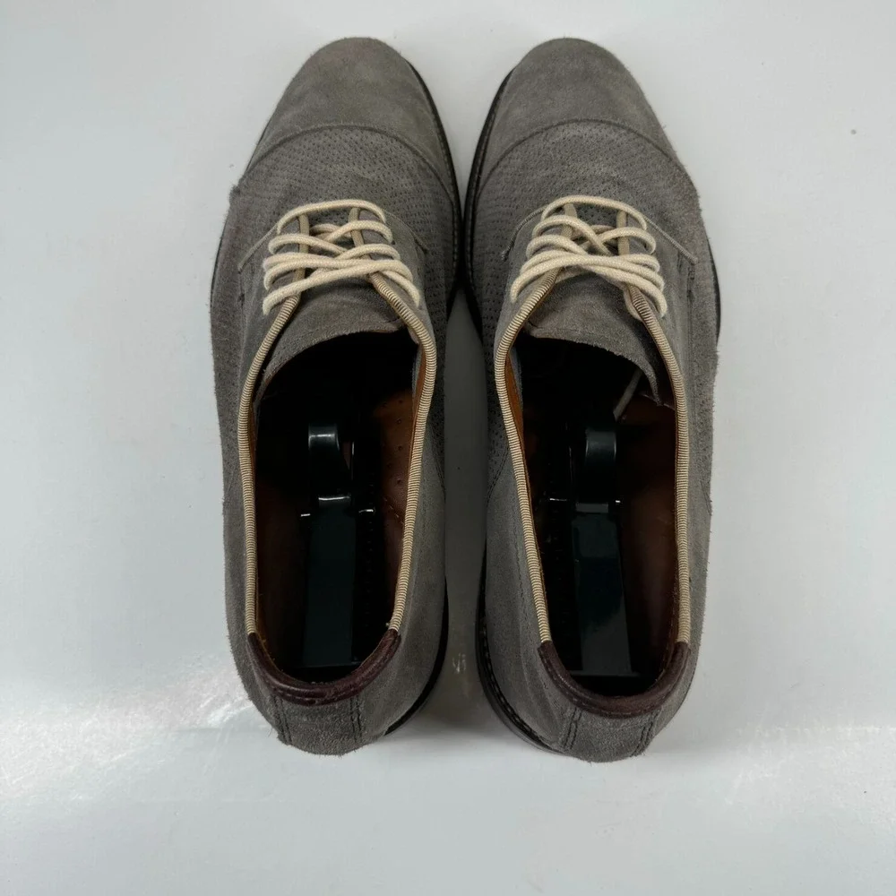 Johnston & Murphy Warner Perf Cap-Toe Men's US 10M Taupe Suede Oxford Dress Shoe